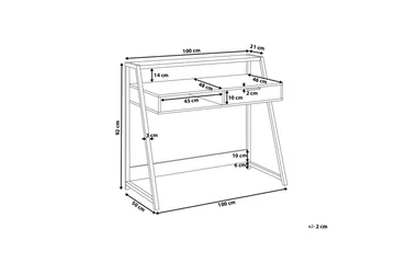 Calceta Skrivebord 100 cm med Oppbevaring Skuff + Hylle - Lysebrun/Hvit/Svart - Møbler - Bord - Kontorbord - Skrivebord