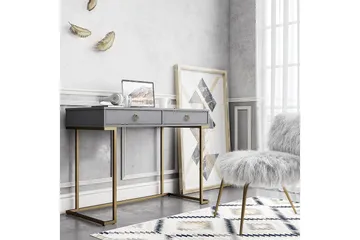 Camila Skrivebord 106cm m Oppbevaring 2 Skuffer Grafitgrå/Me - CosmoLiving - Møbler - Bord - Kontorbord - Skrivebord