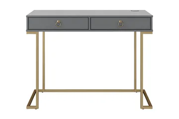 Camila Skrivebord 106cm m Oppbevaring 2 Skuffer Grafitgrå/Me - CosmoLiving - Møbler - Bord - Kontorbord - Skrivebord
