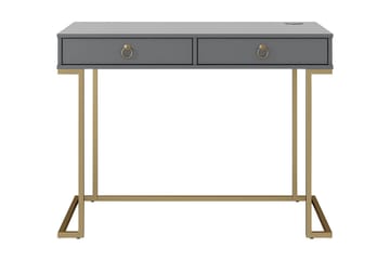 Camila Skrivebord 106cm m Oppbevaring 2 Skuffer Grafitgrå/Me - CosmoLiving - Møbler - Bord - Kontorbord - Skrivebord