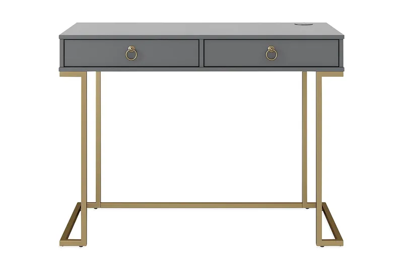 Camila Skrivebord 106cm m Oppbevaring 2 Skuffer Grafitgrå/Me, CosmoLiving