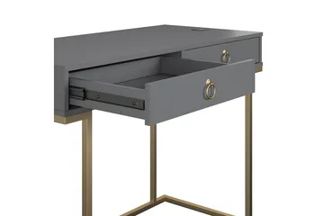 Camila Skrivebord 106cm m Oppbevaring 2 Skuffer Grafitgrå/Me - CosmoLiving - Møbler - Bord - Kontorbord - Skrivebord