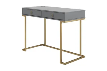 Camila Skrivebord 106cm m Oppbevaring 2 Skuffer Grafitgrå/Me - CosmoLiving - Møbler - Bord - Kontorbord - Skrivebord