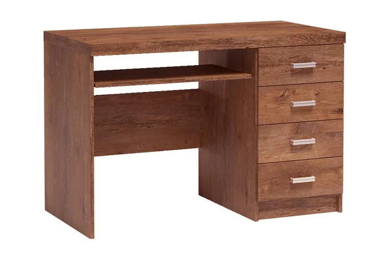 Castillia Skrivebord 120 cm med Oppbevaring 4 Skuffer + Hyll, Lyse Ask