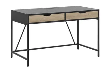 Cebolleros Skrivebord 120 cm med Oppbevaring 2 Skuffer - Svart/Lyst Tre - Møbler - Bord - Kontorbord - Skrivebord