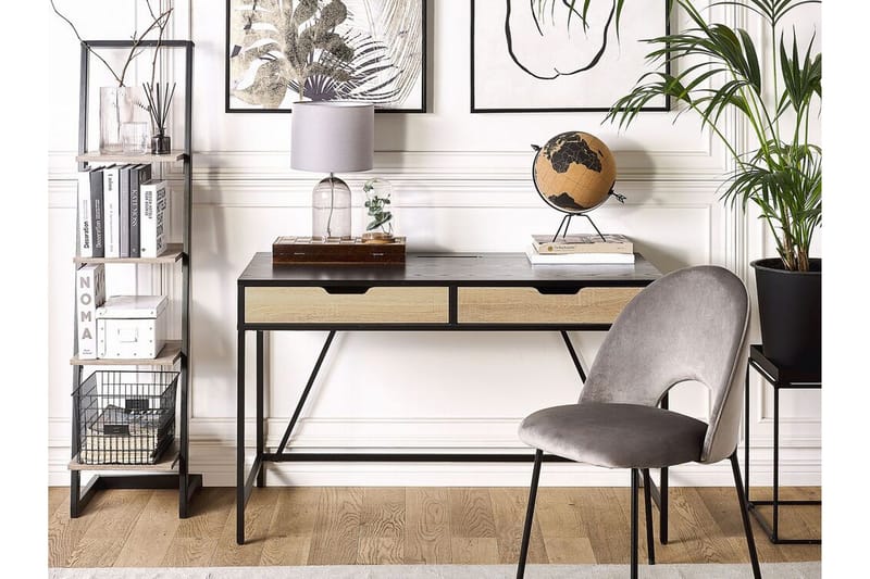 Cebolleros Skrivebord 120 cm med Oppbevaring 2 Skuffer - Svart/Lyst Tre - Møbler - Bord - Kontorbord - Skrivebord