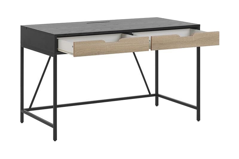 Cebolleros Skrivebord 120 cm med Oppbevaring 2 Skuffer - Svart/Lyst Tre - Møbler - Bord - Kontorbord - Skrivebord