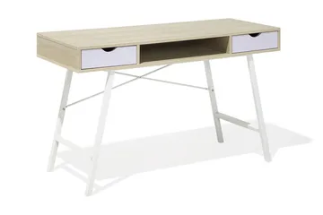 Clarita Skrivebord 120 cm med Oppbevaringshylle + 2 Skuffer - Tre/Natur - Møbler - Bord - Kontorbord - Skrivebord