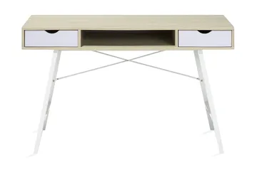 Clarita Skrivebord 120 cm med Oppbevaringshylle + 2 Skuffer - Tre/Natur - Møbler - Bord - Kontorbord - Skrivebord