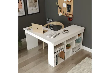 Dalran Skrivebord 129 cm - Hvit - Møbler - Bord - Kontorbord - Skrivebord