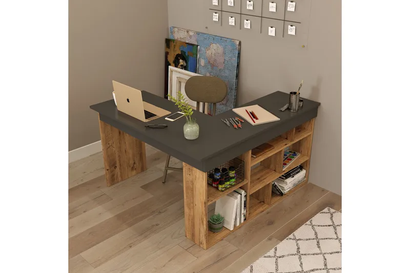 Dalran Skrivebord 129 cm - Natur/Svart - Møbler - Bord - Kontorbord - Skrivebord