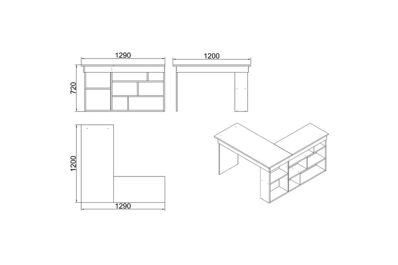 Dalran Skrivebord 129 cm - Natur/Svart - Møbler - Bord - Kontorbord - Skrivebord