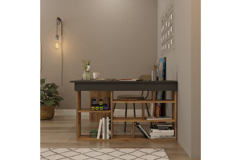 Dalran Skrivebord 129 cm - Natur/Svart - Møbler - Bord - Kontorbord - Skrivebord