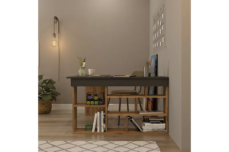 Dalran Skrivebord 129 cm - Natur/Svart - Møbler - Bord - Kontorbord - Skrivebord