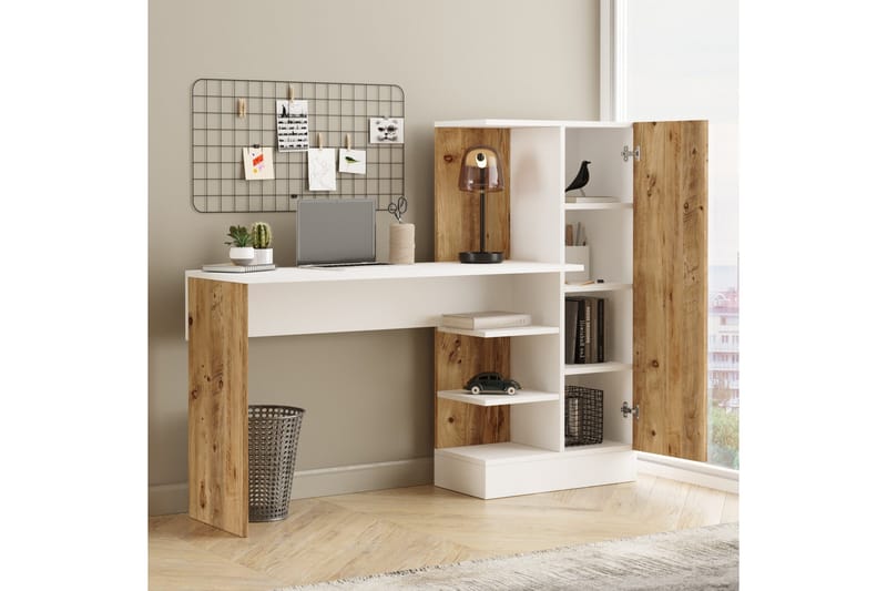 Dalran Skrivebord 152 cm - Natur / Hvit - Møbler - Bord - Kontorbord - Skrivebord