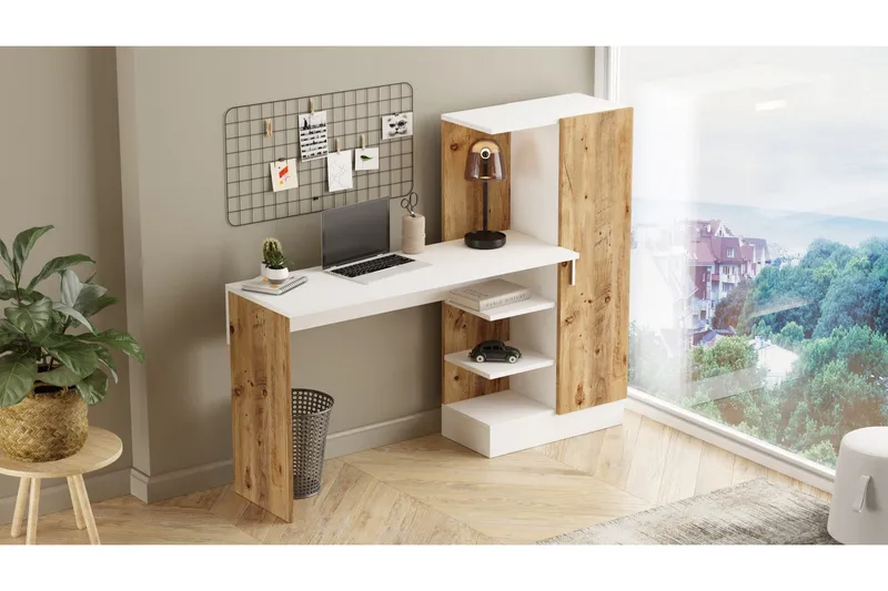 Dalran Skrivebord 152 cm - Natur / Hvit - Møbler - Bord - Kontorbord - Skrivebord