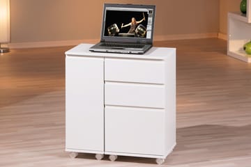 Databord Dillard 121 cm på Hjul - Hvit - Møbler - Bord - Kontorbord - Skrivebord