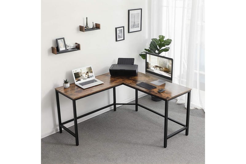 Databord L-form Brun - Vasagle - Hjørneskrivebord