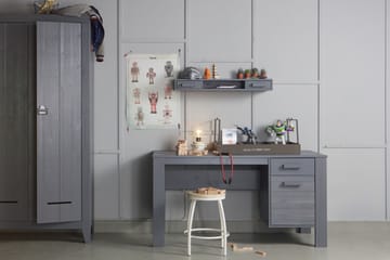 Databord Mitchell 141 cm med Oppbevaring Skuff + Skap - Stålgrå - Møbler - Bord - Kontorbord - Skrivebord