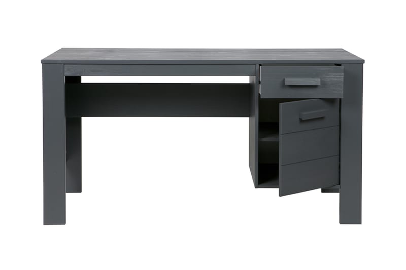 Databord Mitchell 141 cm med Oppbevaring Skuff + Skap - Stålgrå - Møbler - Bord - Kontorbord - Skrivebord