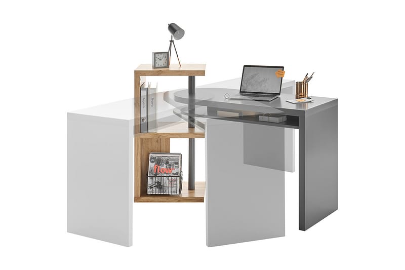 Databord Wiltis 145 cm Vendbar - Grå/Natur - Skrivebord - Databord & PC bord