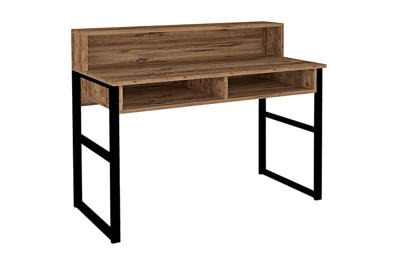 Skrivebord Dehana 120 cm med Oppbevaring 2 Hyller - Valnøttbrun/Svart - Skrivebord - Databord & PC bord