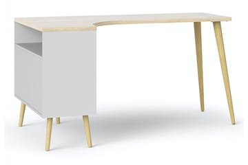 Delta skrivebord 145 cm med oppbevaring skuffer + hyller - Hvit/Natur - Møbler - Bord - Kontorbord - Skrivebord