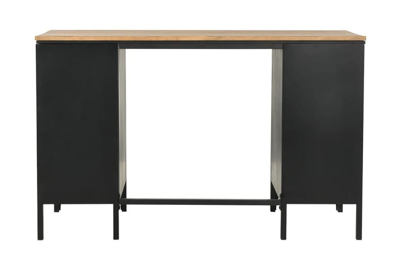 Dobbelt skrivebord heltre edelgran og stål 120x50x76 cm - Beige|Svart - Skrivebord - Databord & PC bord