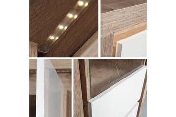 Domardon Skrivebord 130 cm med Oppbevaring 2 Skap - Tre/Hvit - Møbler - Bord - Kontorbord - Skrivebord