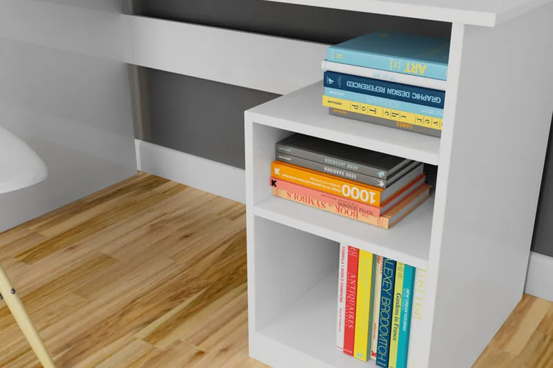 Elegancia Skrivebord 120 cm med Oppbevaring 2 Hyller - Hvit - Møbler - Bord - Kontorbord - Skrivebord