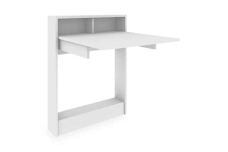Elegancia Veggskrivebord 70cm med Oppbevaringshylle Sammenle, Hvit