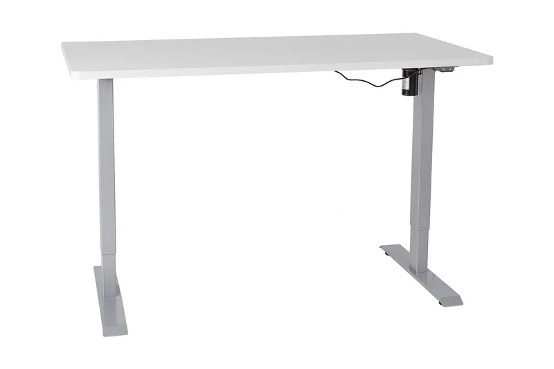 Ergosum Skrivebord 140 cm Hev- og Senkbart, Grå/Hvit