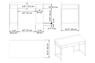 Fagersanna Skrivebord 120 cm med Oppbevaring 3 Hyller - Gull - Møbler - Bord - Kontorbord - Skrivebord