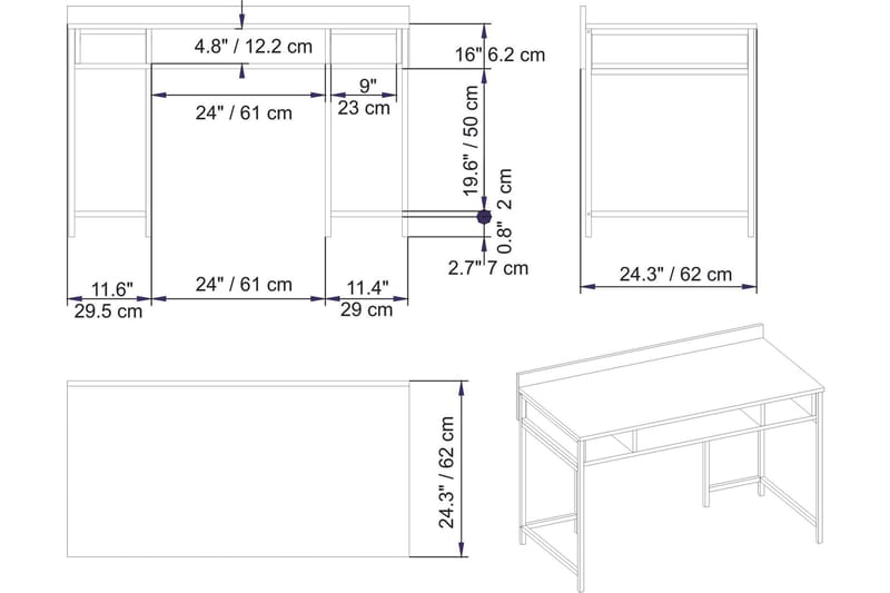 Fagersanna Skrivebord 120 cm med Oppbevaringshyller - Hvit - Møbler - Bord - Kontorbord - Skrivebord
