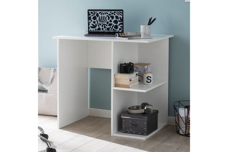 Farleys Skrivebord 82 cm med Oppbevaringshyller - Hvit - Møbler - Bord - Kontorbord - Skrivebord