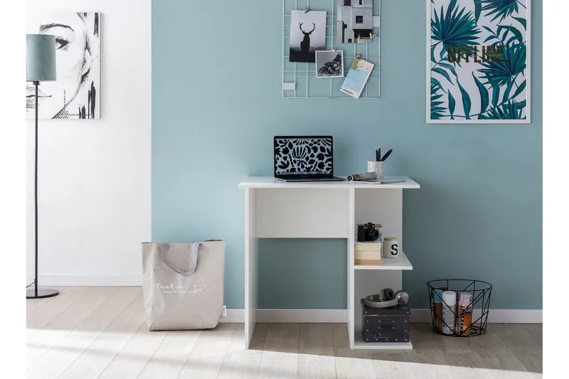 Farleys Skrivebord 82 cm med Oppbevaringshyller - Hvit - Møbler - Bord - Kontorbord - Skrivebord