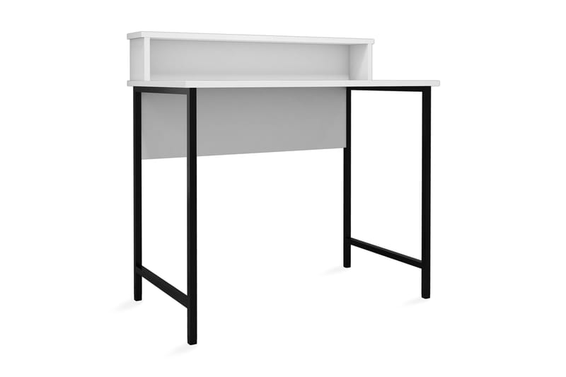Skrivebord Fatimah 90 cm med Oppbevaringshylle - Hvit/Svart - Skrivebord - Databord & PC bord