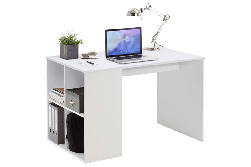 FMD Skrivebord med sidehyller 117x72,9x73,5 cm hvit - Skrivebord - Databord & PC bord