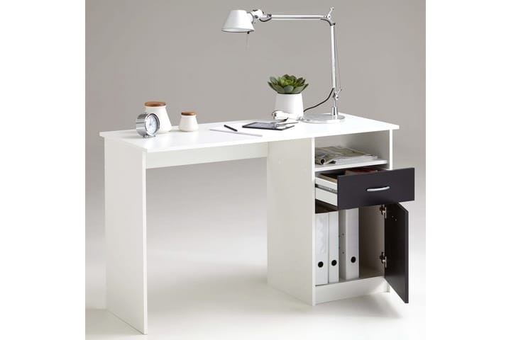 FMD Pult med 1 skuff 123x50x76,5 cm hvit og svart -   - Skrivebord - Databord & PC bord
