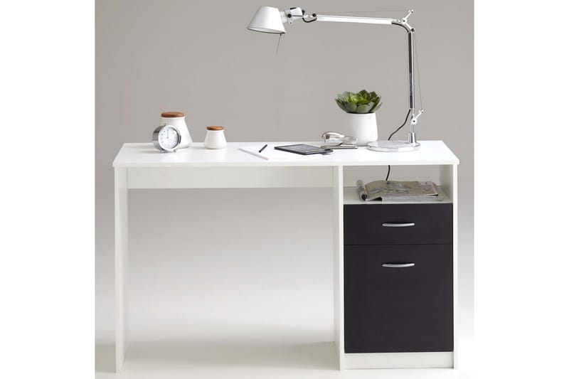 FMD Pult med 1 skuff 123x50x76,5 cm hvit og svart - Skrivebord - Databord & PC bord