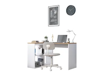 Freal Skrivebord 4 Hyller 120 cm - Natur/Hvit - Møbler - Bord - Kontorbord - Skrivebord