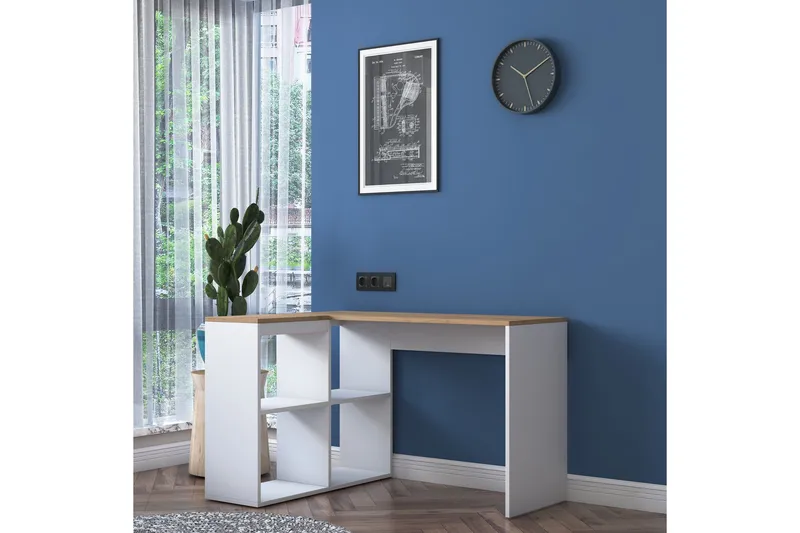 Freal Skrivebord 4 Hyller 120 cm - Natur/Hvit - Møbler - Bord - Kontorbord - Skrivebord