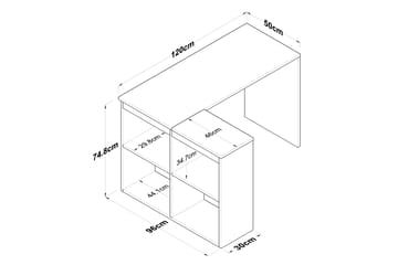 Freal Skrivebord 4 Hyller 120 cm - Natur/Hvit - Møbler - Bord - Kontorbord - Skrivebord