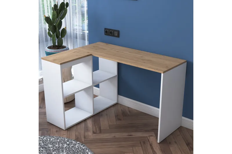 Freal Skrivebord 4 Hyller 120 cm - Natur/Hvit - Møbler - Bord - Kontorbord - Skrivebord