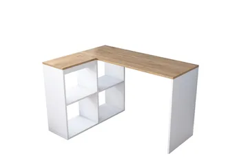 Freal Skrivebord 4 Hyller 120 cm - Natur/Hvit - Møbler - Bord - Kontorbord - Skrivebord