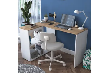 Freal Skrivebord 4 Hyller 120 cm - Natur/Hvit - Møbler - Bord - Kontorbord - Skrivebord