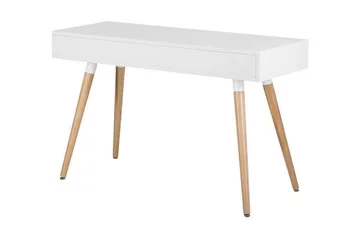 Frisange Skrivebord 120 cm med Oppbevaring 2 Skuffer + Hylle - Hvit/Mørkegrå/Brun - Møbler - Bord - Kontorbord - Skrivebord