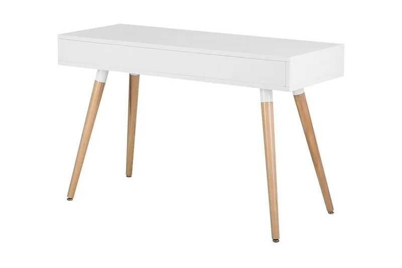 Frisange Skrivebord 120 cm med Oppbevaring 2 Skuffer + Hylle - Hvit/Mørkegrå/Brun - Møbler - Bord - Kontorbord - Skrivebord