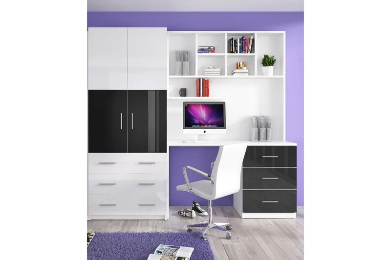 Frosolone Oppbevaringsskap med Hylle og Skrivebord  270 cm, Svart