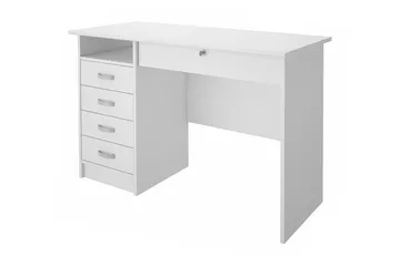 Function Skrivebord 109 cm med Oppbevaring Skuffer + Hyller - Hvit - Møbler - Bord - Kontorbord - Skrivebord